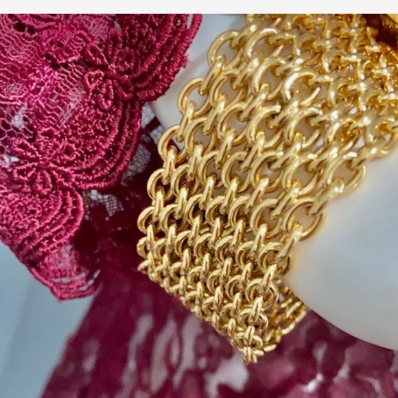 CHANEL 1980’S BYZANTINE STYLE WIDE PEARL METAL CHAIN BRACELET - Picture 12 of 12